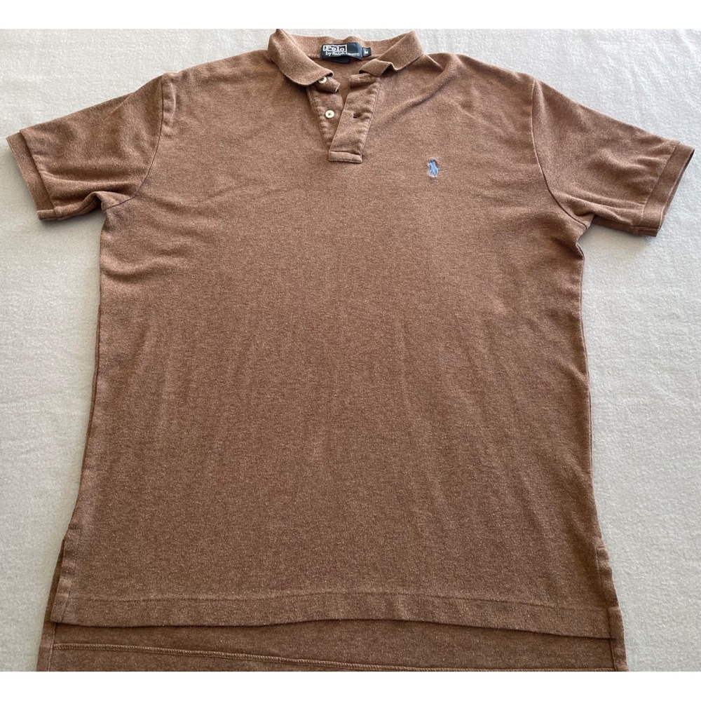 Polo Ralph Lauren Mens Brown Short Sleeve Cotton Polo Shirt Pony Logo Size M